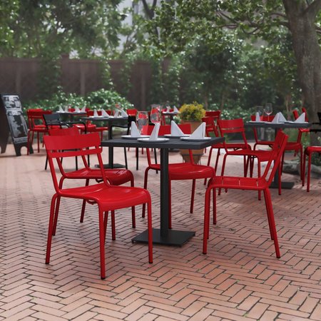 FLASH FURNITURE Red All-Weather Armless Steel Dining Chair, 4PK 4-XU-CH-10318-RED-GG